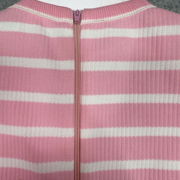 Vintage Lacoste David Crystal Sheath Dress Women 8 Pink White Striped Union Made - Picture 8 of 13